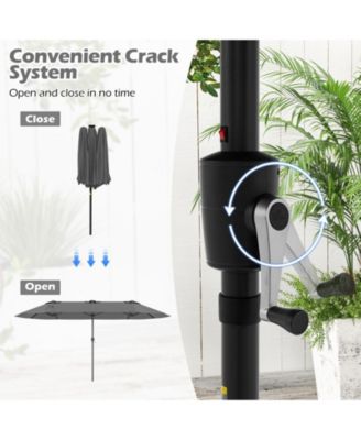 15.5 FT Double-sided Patio Umbrella with Solar Lights Outdoor Twin Size Umbrella