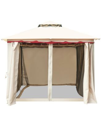 13'x10'Outdoor Canopy Gazebo Art Steel Frame Party Patio Canopy Gazebo W/Netting