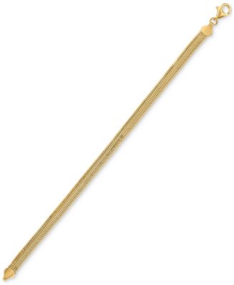 Men's Diamond-Cut Wide Snake Chain Bracelet in 14k Gold Over Sterling Silver