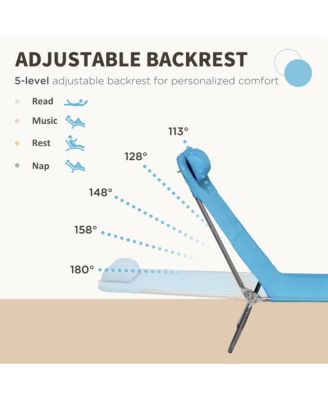 2-Piece Folding Chaise Lounge, Reclining Pool Chairs,