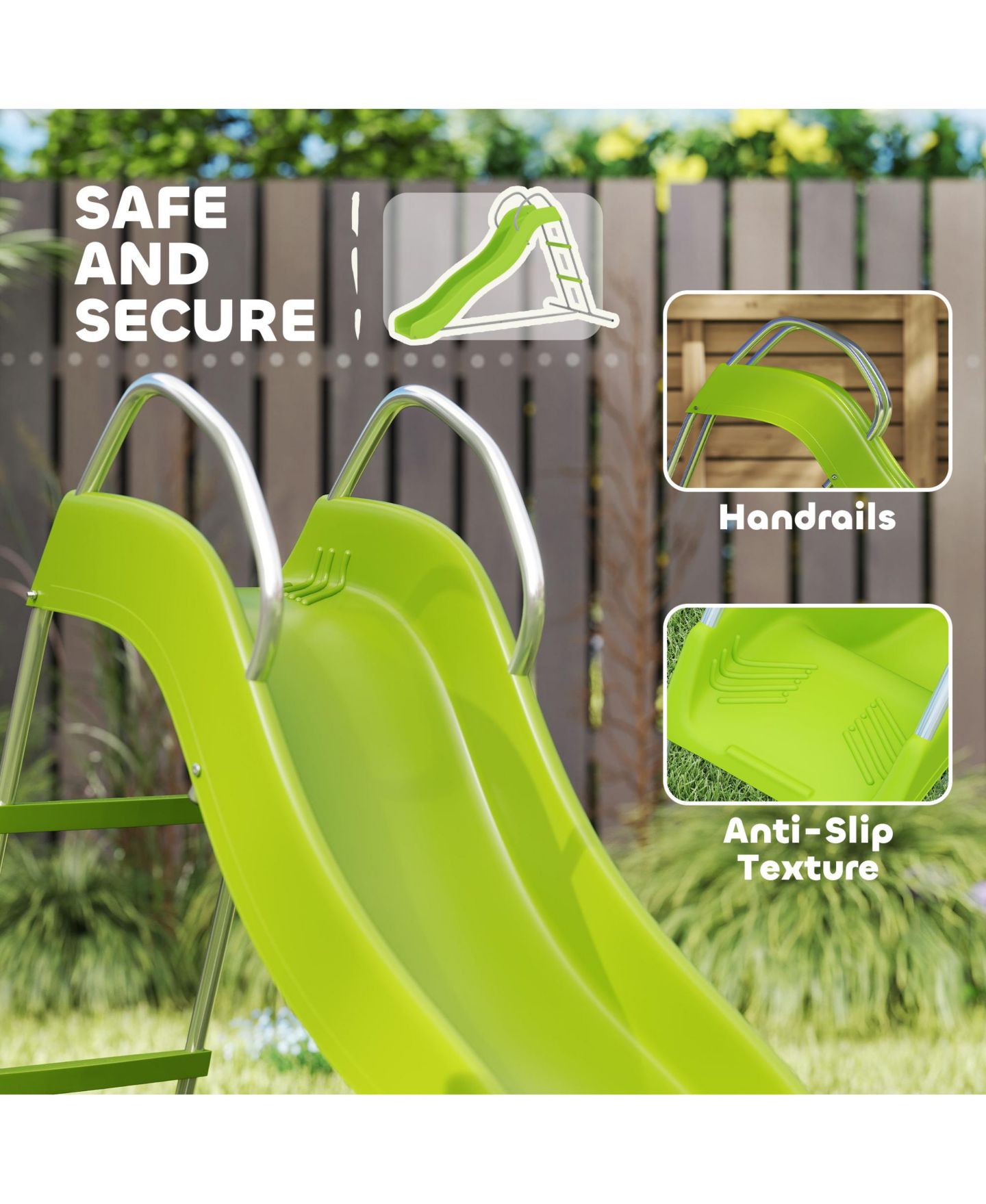 Детская игрушка Qaba Freestanding Wave Slide with Anti-Slip Texture, Ages 3-8, цвет: Зелёный — фото 4