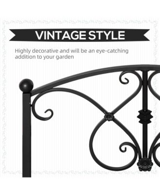 Garden Bridge 3.3', Floral Pond Bridge with Safety Railings