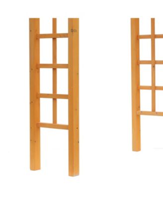 7' Wood Steel Outdoor Garden Arched Trellis Arbor w/ Fir Wood,