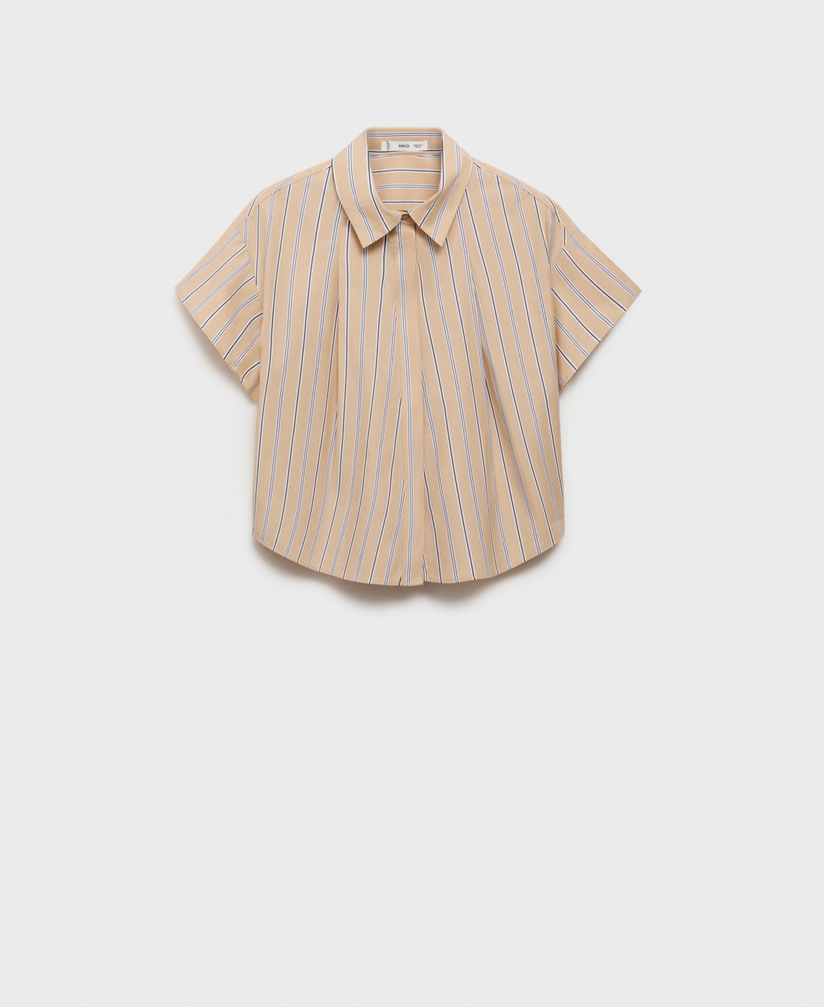 Mango Stripe Short Sleeve Poplin Button-up Shirt In Brown