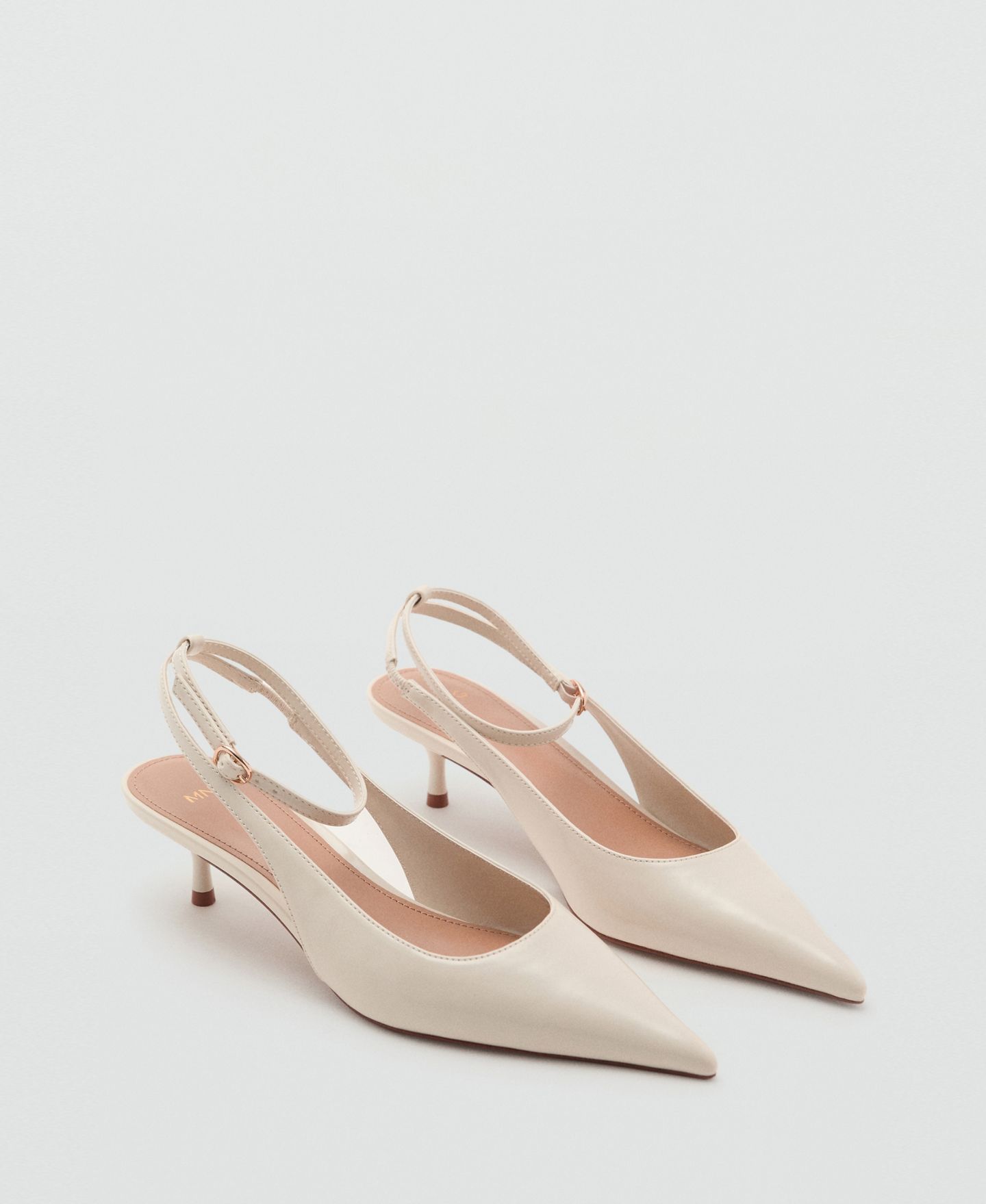 Женские туфли Mango Kitten-Heel Pointed, цвет: Бежевый — фото 1