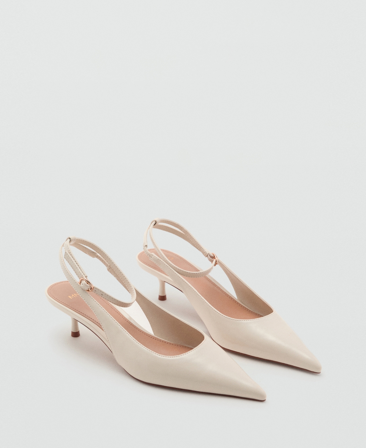 Mango Women's Kitten-heel Pointed Shoes In Sand