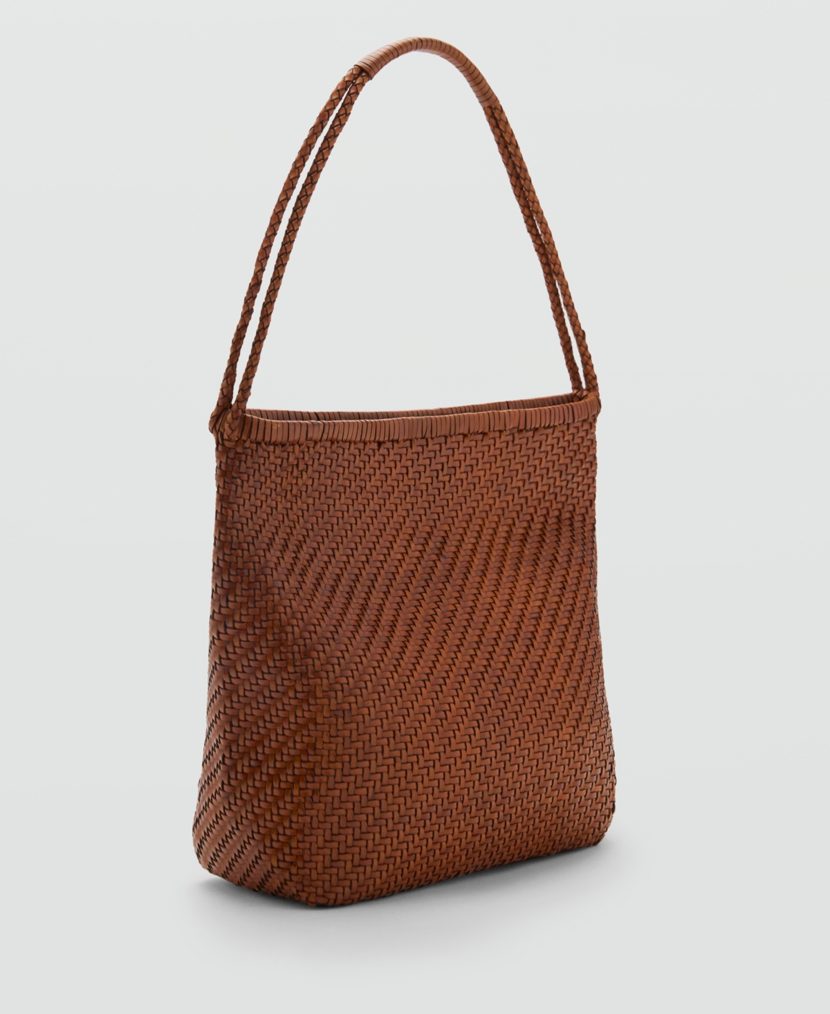 Women's Braided Leather Shoulder Bag - Leather