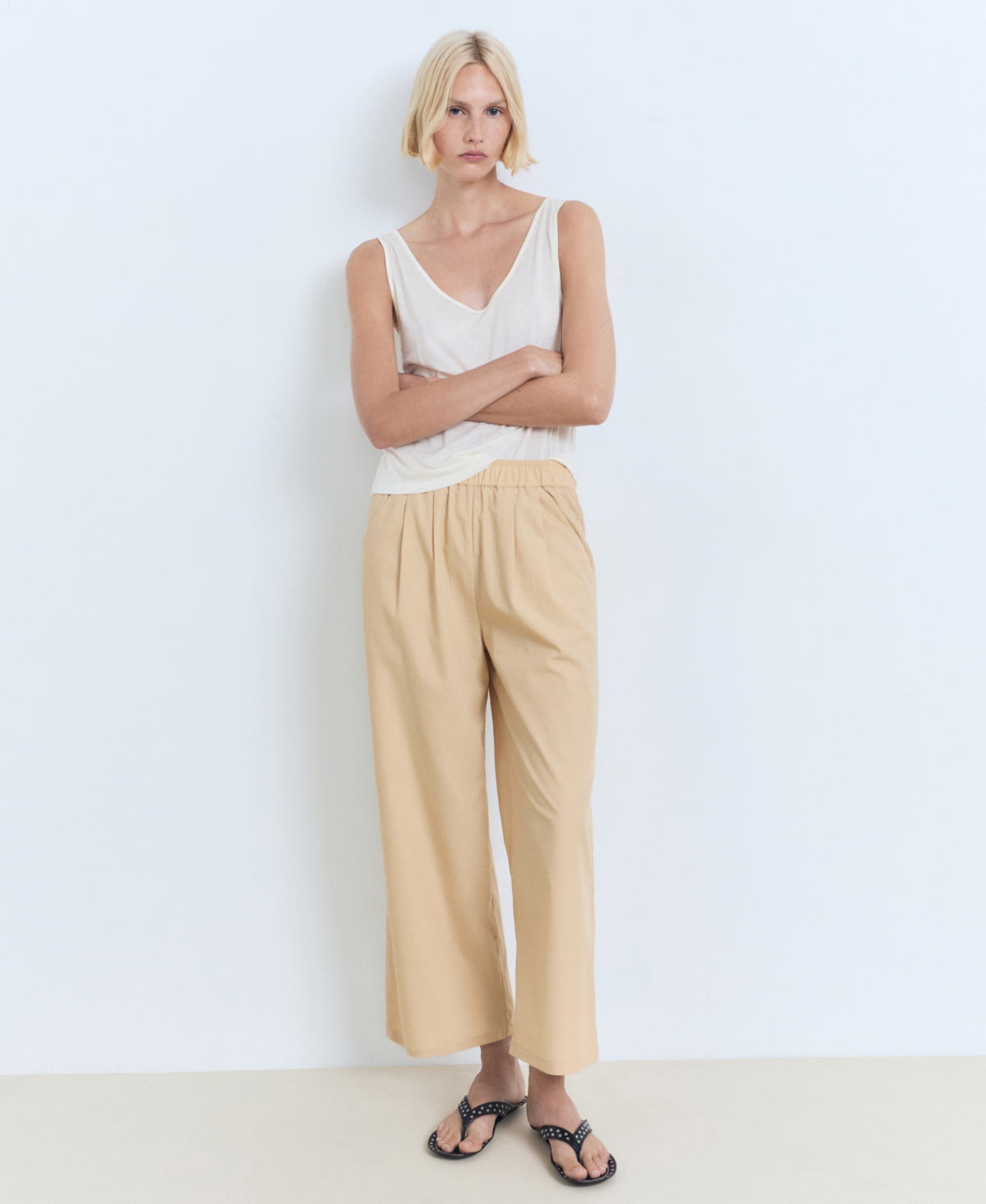 Mango Women's Straight-cut Crop Pants In Brown