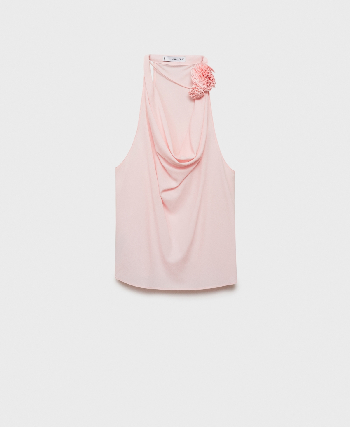 Women's Flower Detail Draped Blouse - Pastel Pink