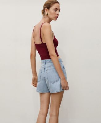Women's High-Waisted Straight-Fit Denim Shorts