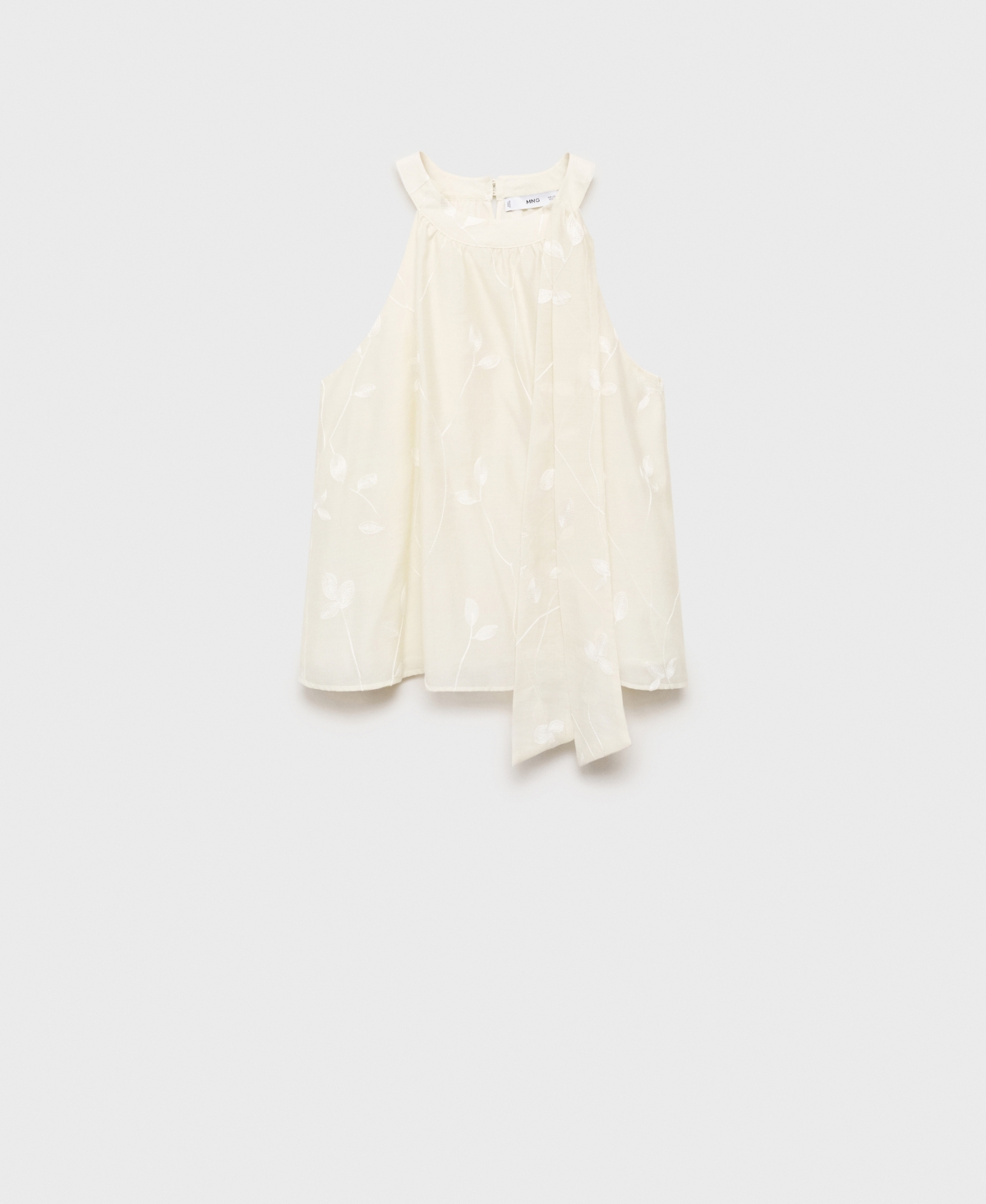 Mango Knot Detail Floral Halter Top In Sand