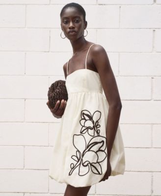 Women's Balloon-Effect Embroidered Dress