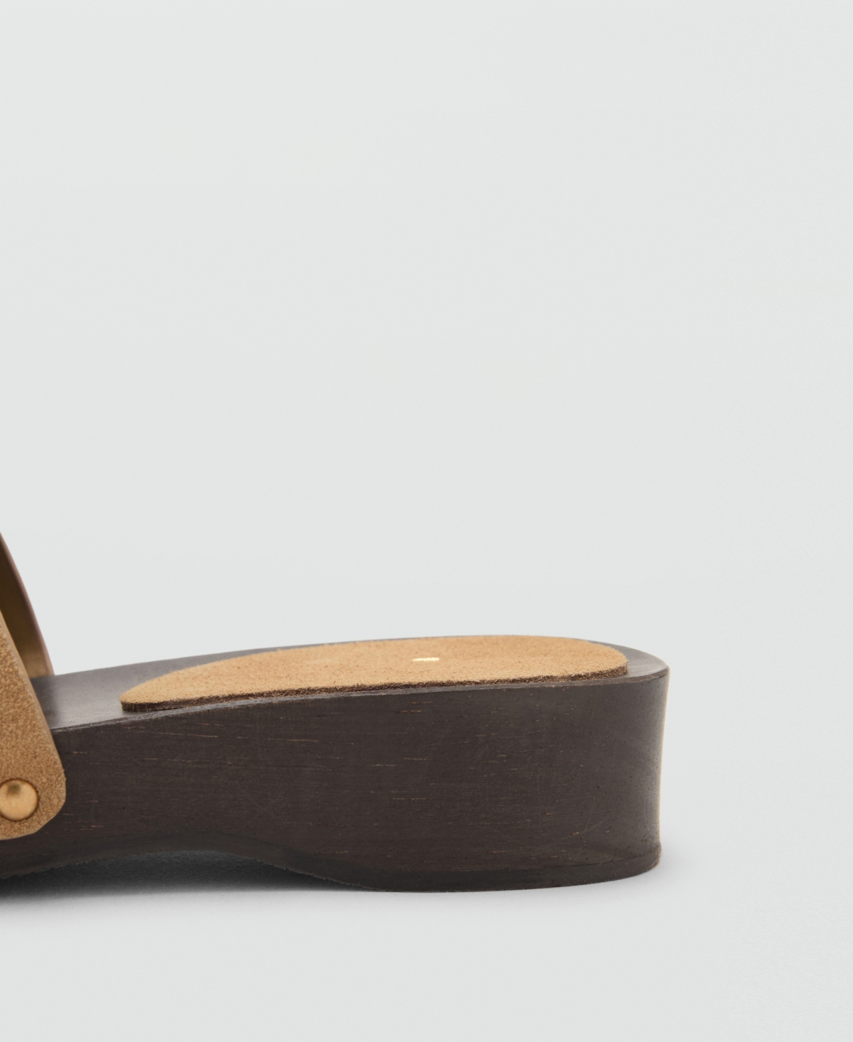 Mango Suede Sandal With Wooden Sole Sand In Brown