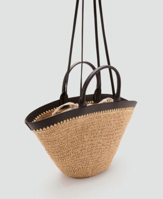 MANGO - Women's Large Double Handle Natural Fiber Bag