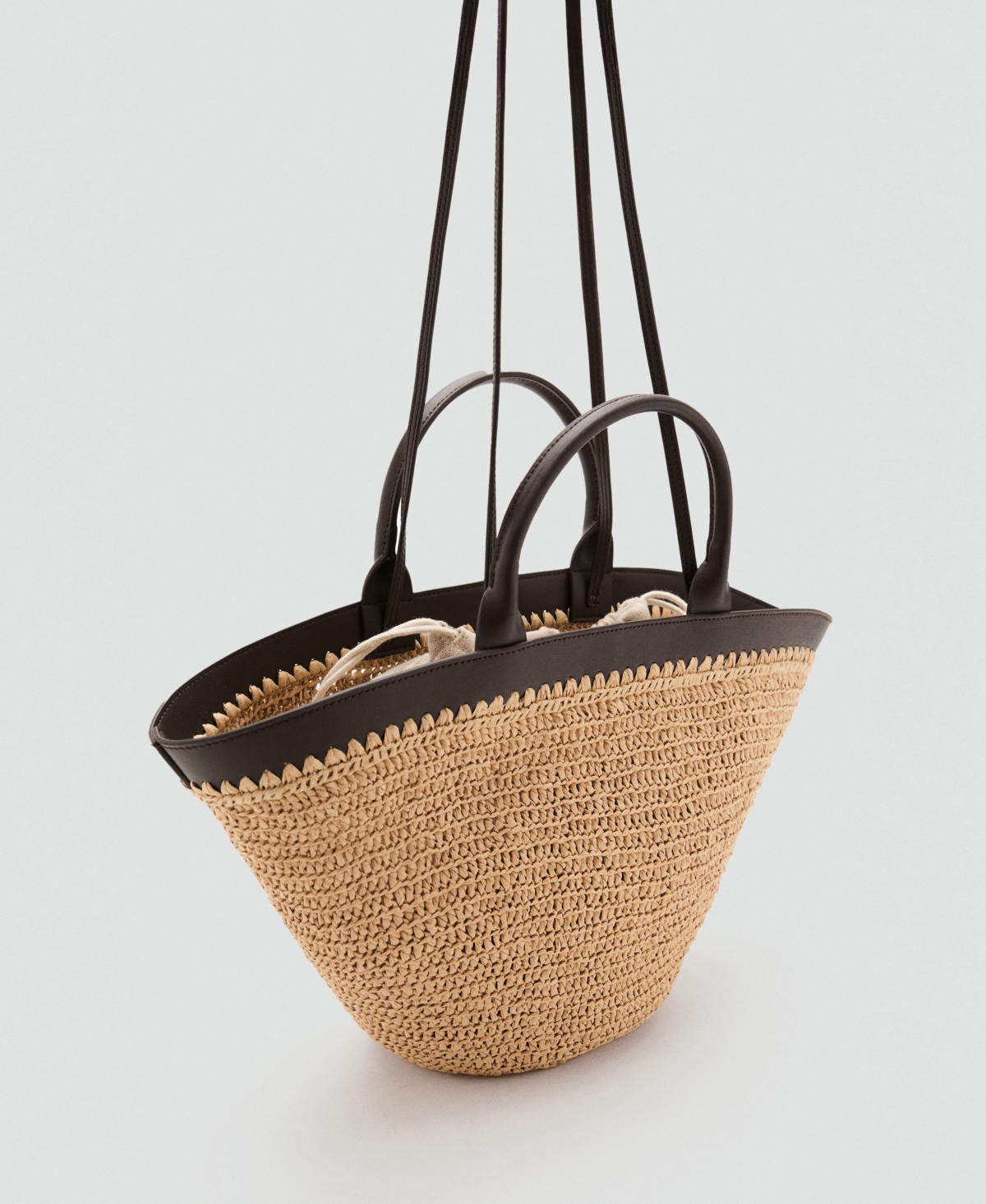 Women's Large Double Handle Natural Fiber Bag - Chocolate