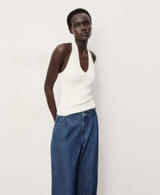 Women's Wide Leg Pleated Jeans