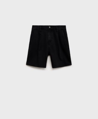 Women's Mid-Rise Pleated Denim Bermuda Shorts