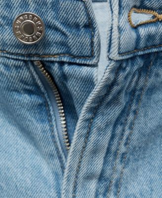 Women's Mid-Rise Denim Pleated Bermuda Shorts