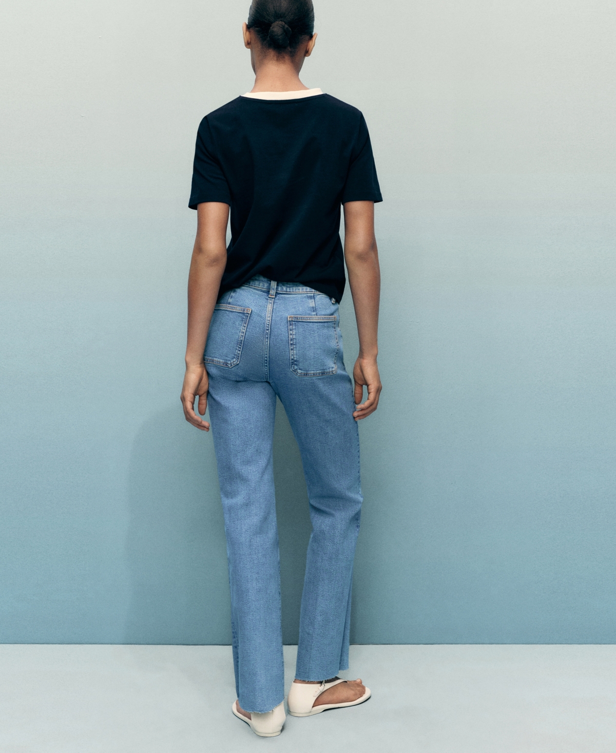 Mango High-rise Wideleg Jeans In Blue