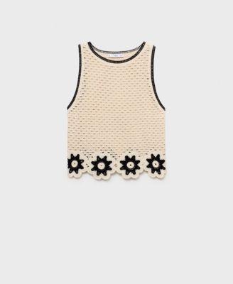 MANGO - Women's Floral Finishes Crochet Top