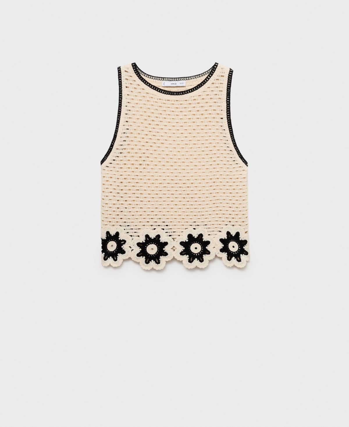 Mango Floral Scallop Crochet Tank In Neutral