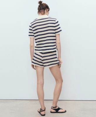Women's Striped Crochet Shorts
