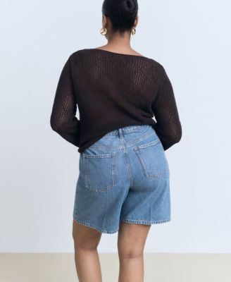 Women's High-Waist Straight-Fit Denim Shorts