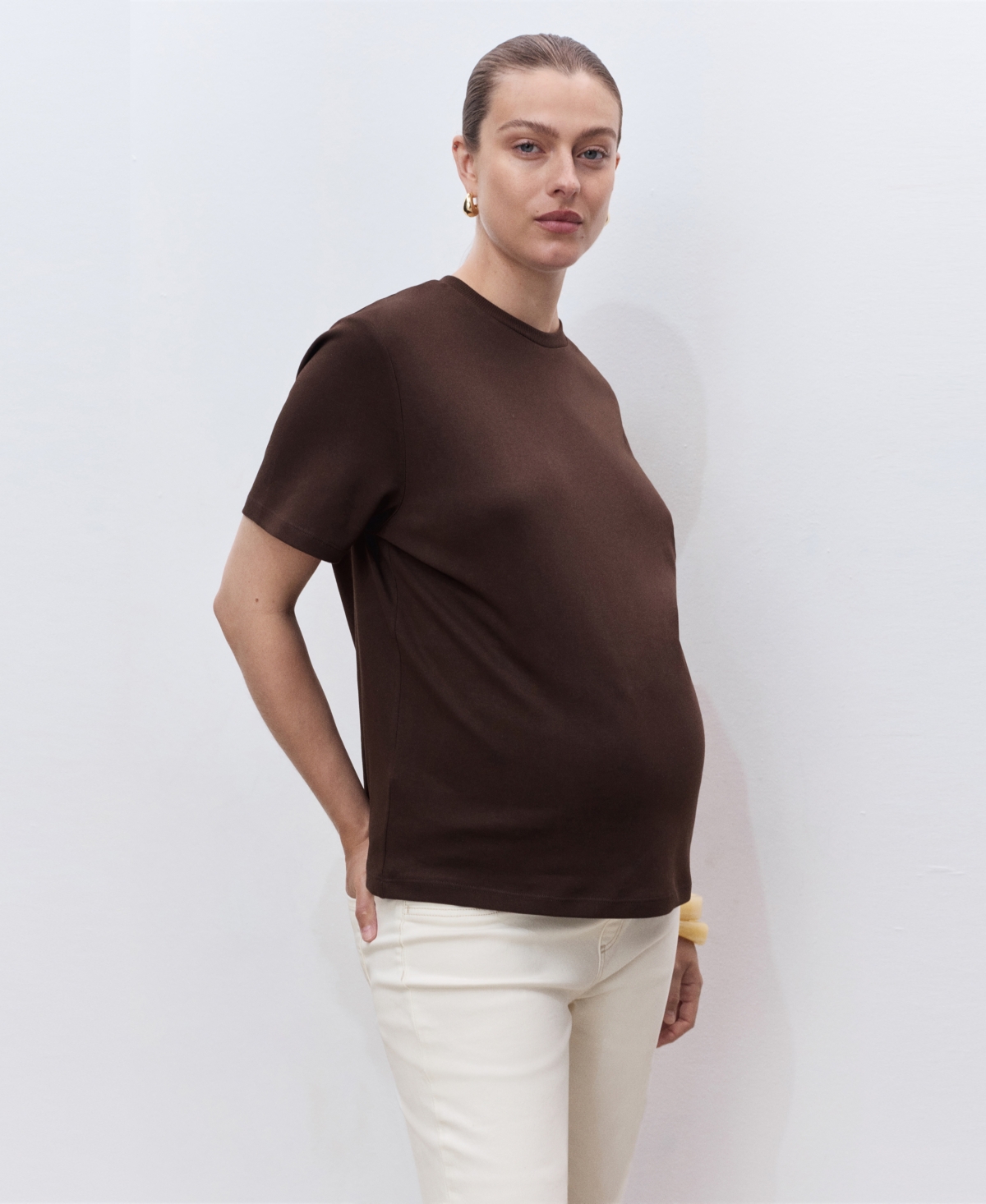 Mango Over The Bump Raw Hem Crop Flare Maternity Jeans In Neutral