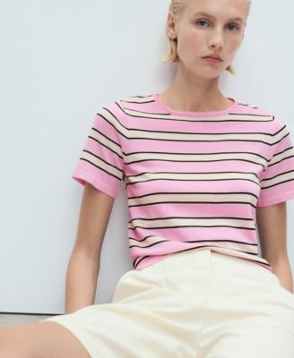 Women's Combined Stripes Short-Sleeved Sweater
