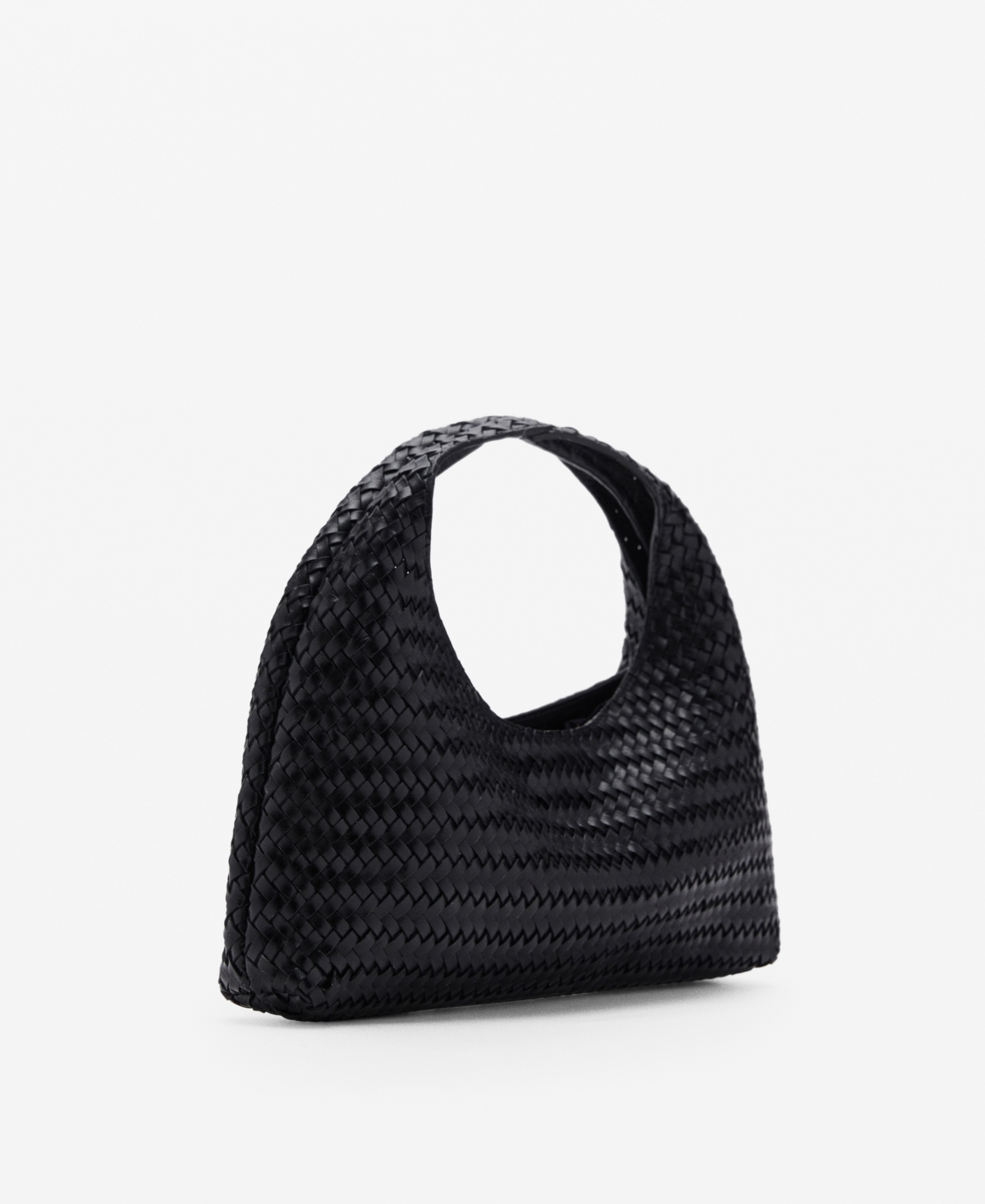 Women's Braided Leather Handbag - Black