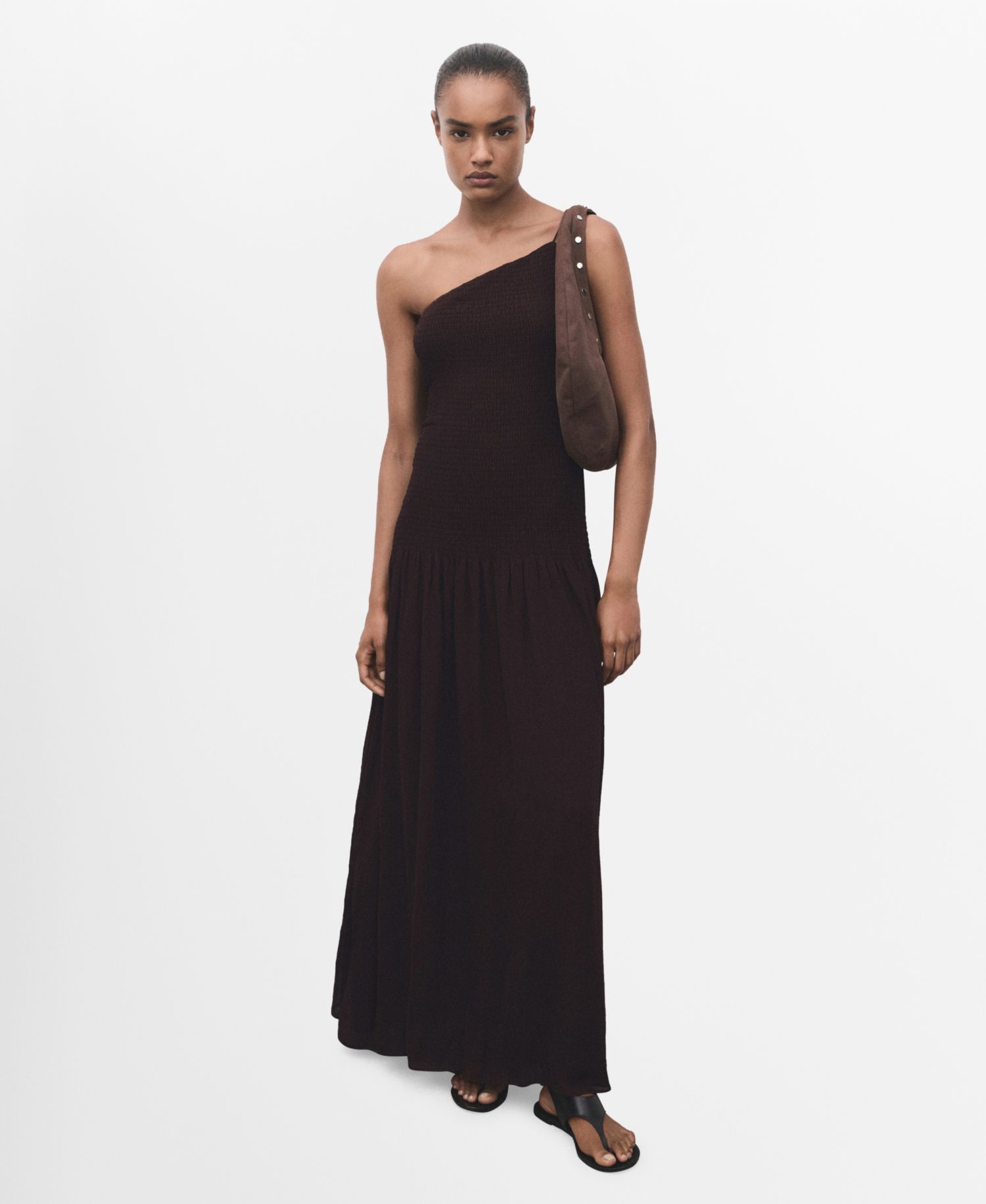 Women's Gathered Body Asymmetrical Dress