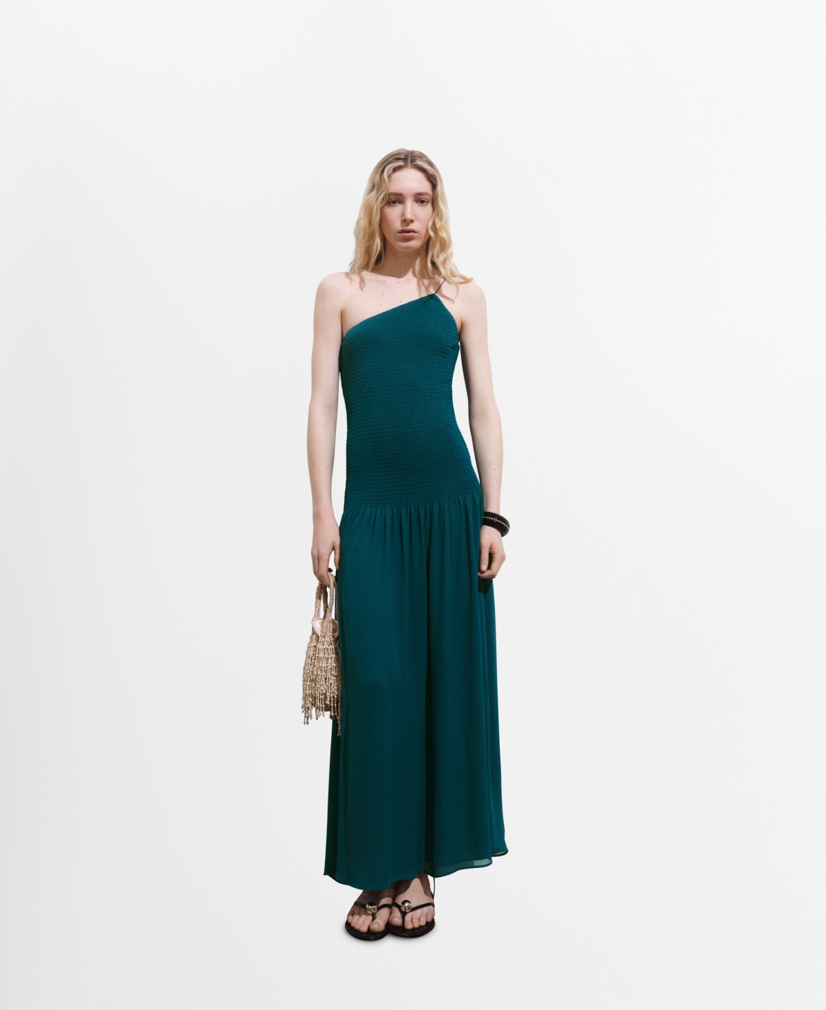Women's Gathered Body Asymmetrical Dress - Prussian Blue