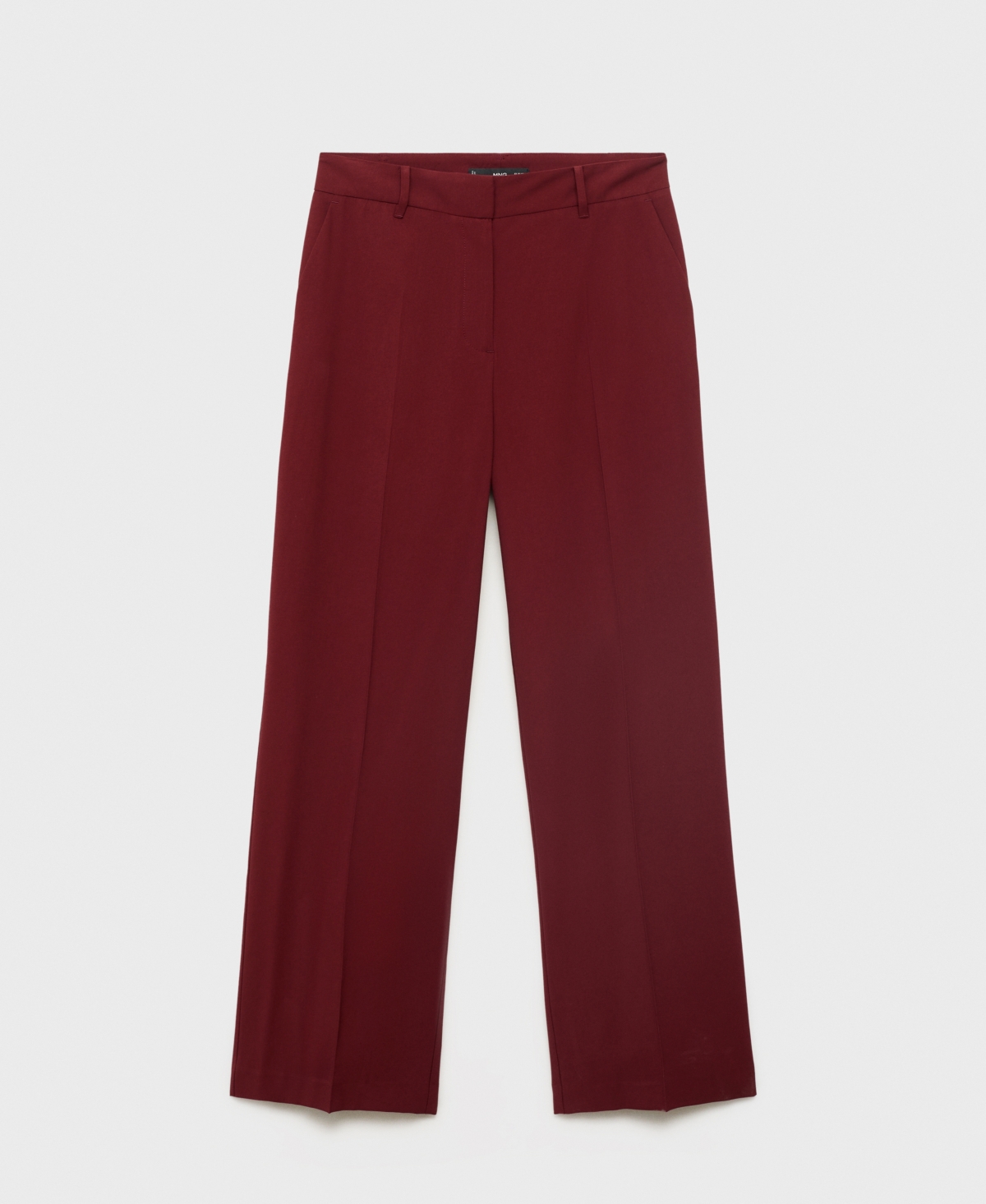 Mango Straight Mid-rise Trousers Maroon In Burgundy