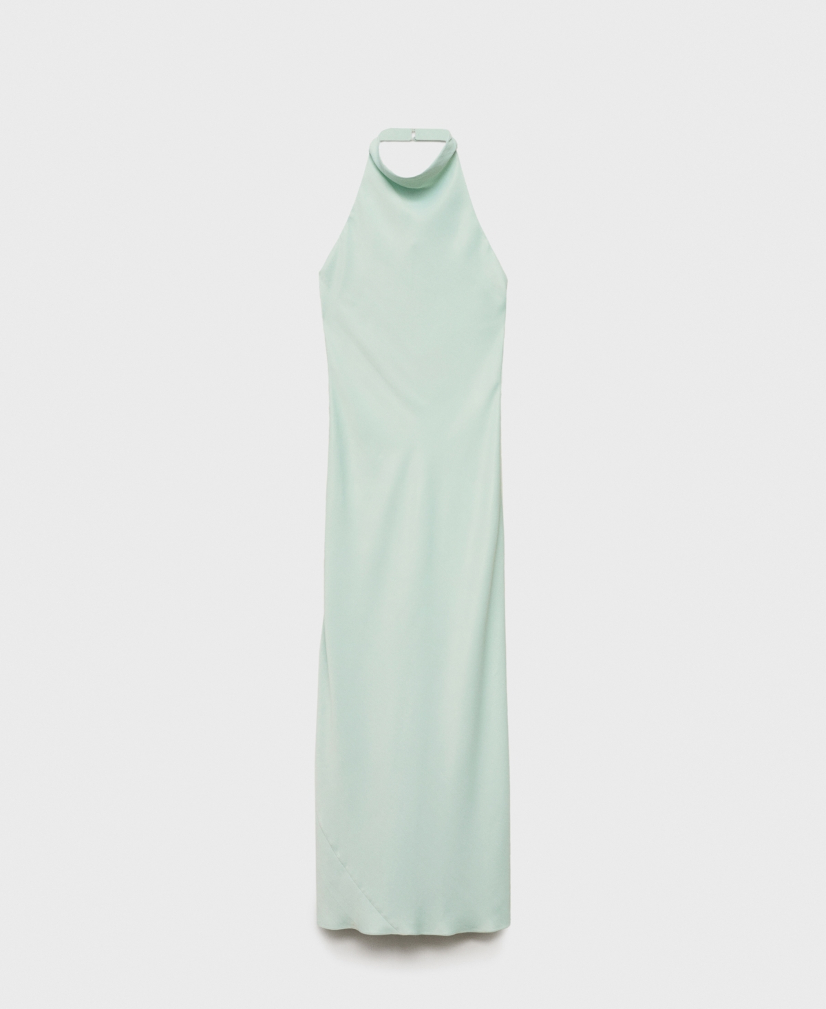 Mango Satin Halter Neck Dress Aqua Green In Green