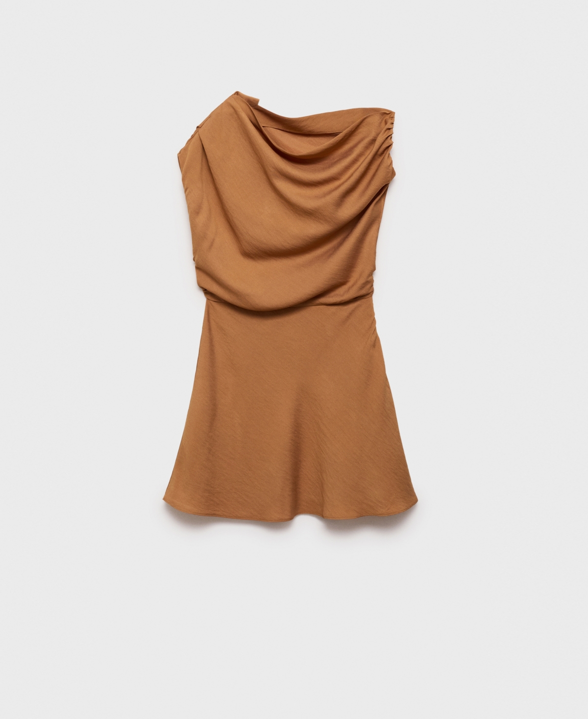 Mango Asymmetric Drape Dress In Orange