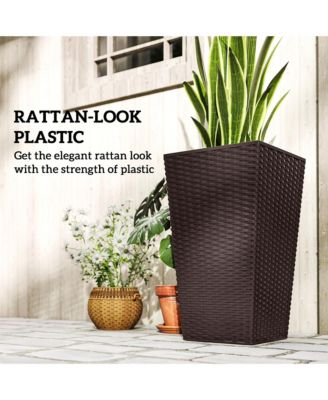 Set of 3 Tall Planters, Indoor and Outdoor Flower Pot Set,