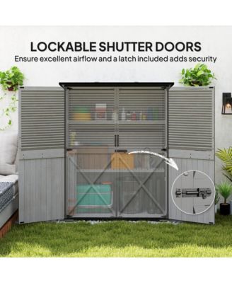 Outdoor Storage Cabinet, Wood Garden Shed with 2 Shelves,