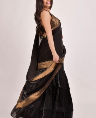 Women's Black Ruffle Saree