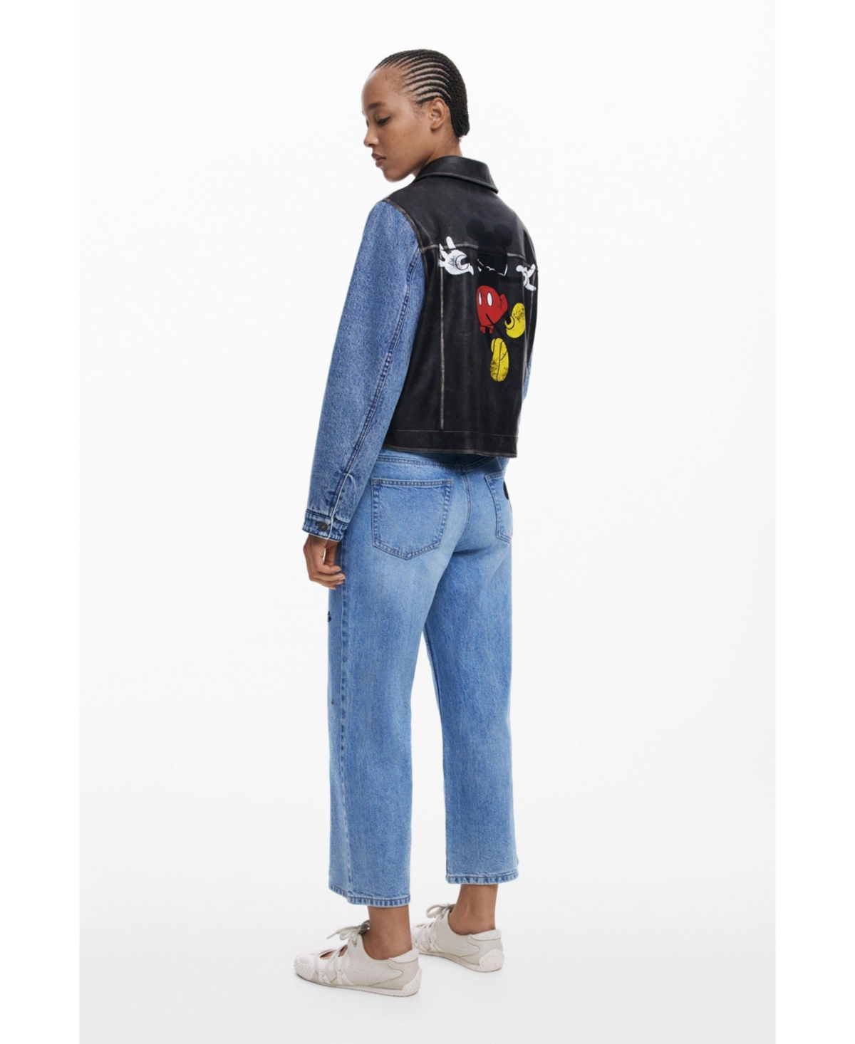 Desigual Women's Waxed Mickey Denim Jacket In Blue