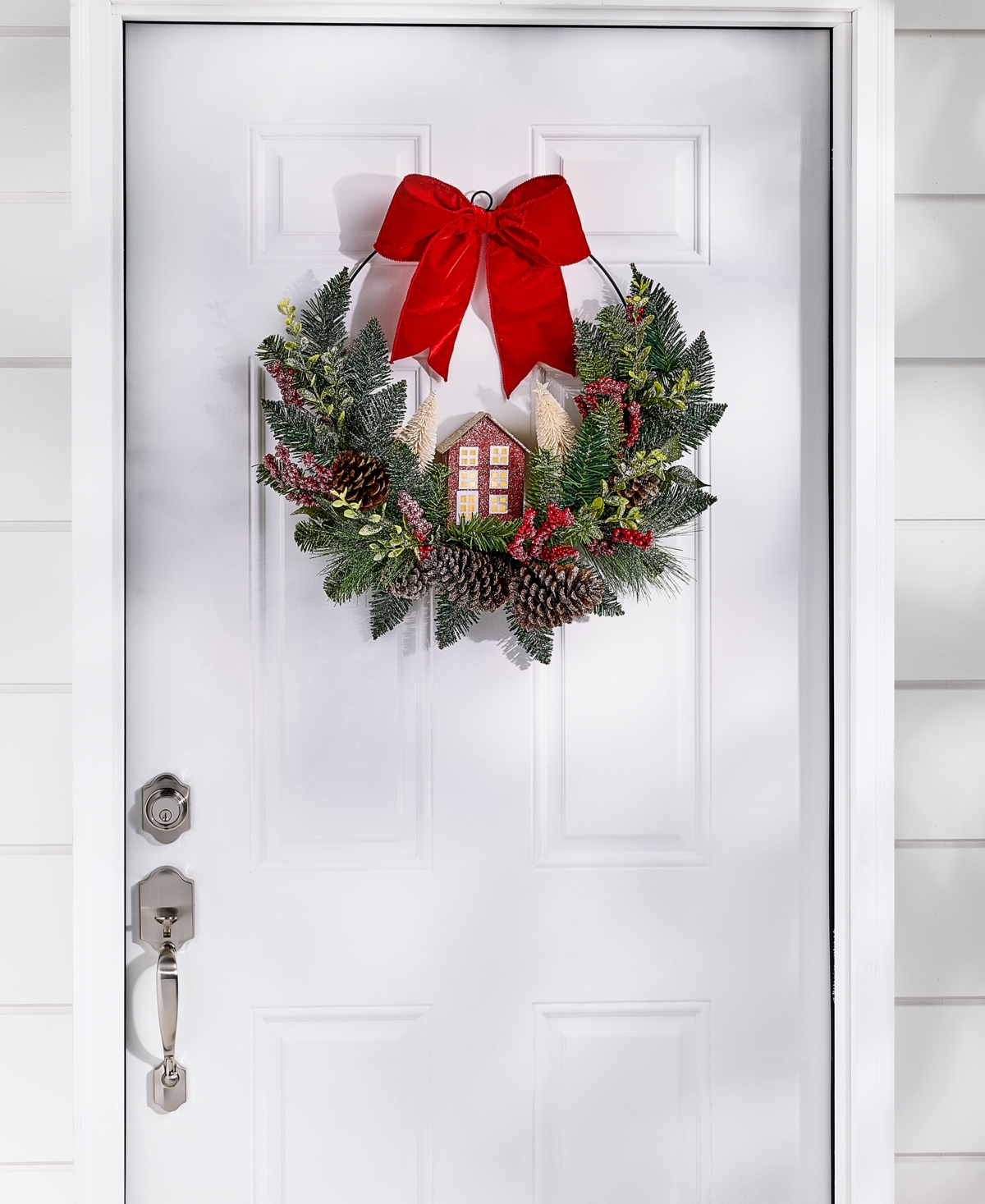 Holiday Lane Heritage House In Greenery Half Wreath, Macy's Exclusive In Transparent