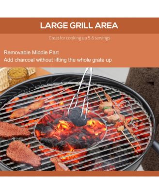 Charcoal BBQ Grill on Wheels 21" Barbecue Smoker W/ Table, Shelf