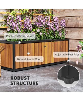 Raised Garden Bed, Planter Box with Trellis, Removable Pots,