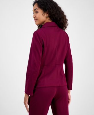 Compression One-Button Long-Sleeve Jacket, Regular & Petite