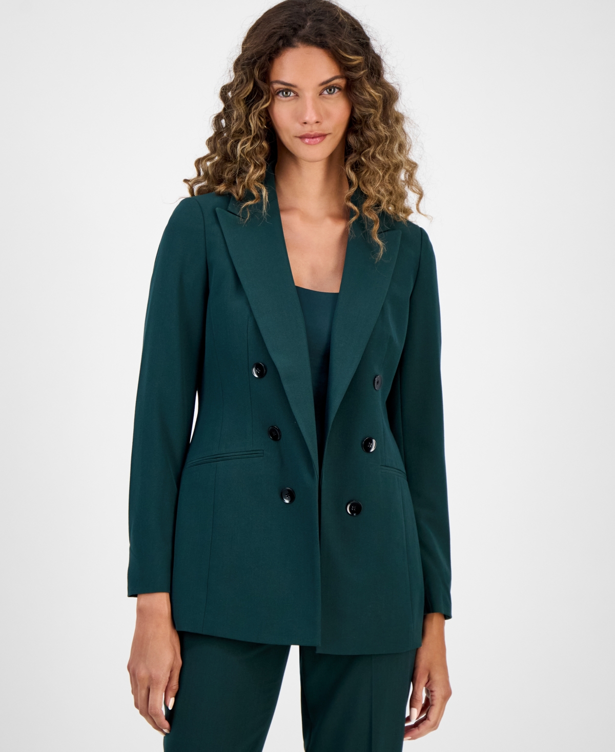Bar Iii Women's Faux Double-breasted Boyfriend Jacket, Created For Macy's In Green