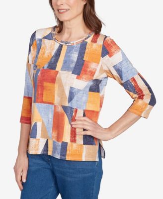 Women's Colorblock Detailed Crew Neck Top