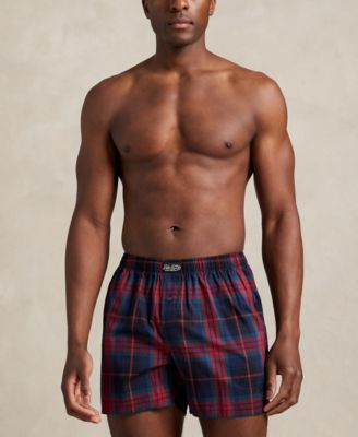 Men's Woven Single-Button Fly Boxer Shorts
