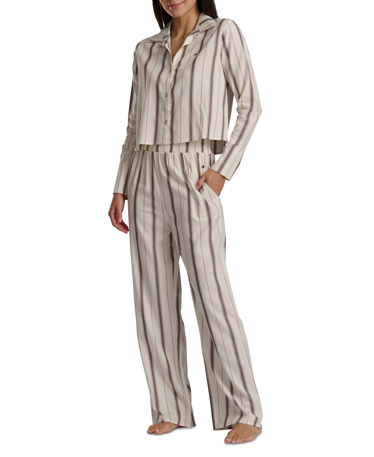 Tommy Hilfiger Women's Long Sleeve Top And High-waist Pant Set In Multi