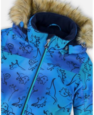 Boy One-Piece Discover Snowsuit Blue Gradient Dinosaur Print - Toddler|Child