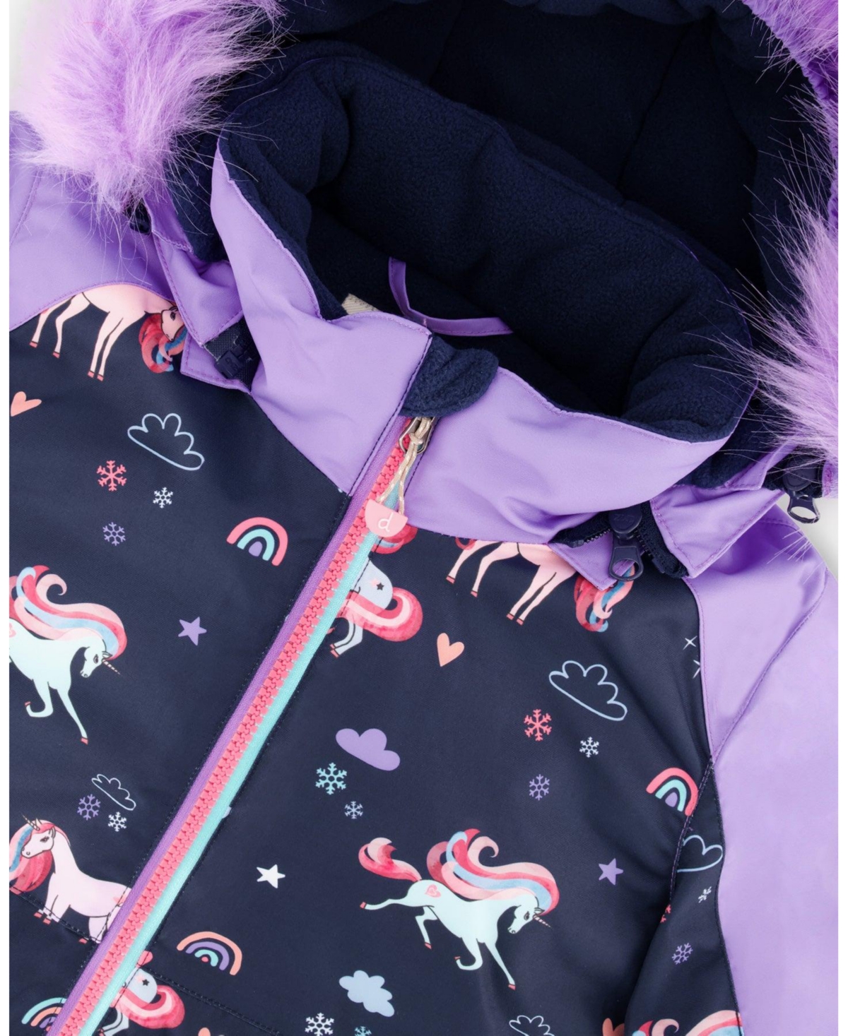 Deux par Girl Two-Piece Play Snowsuit with Printed Colorblocked Jacket Lavender