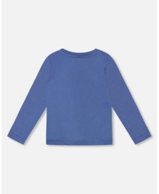 Boy Cotton Long Sleeve T-Shirt Blue - Child